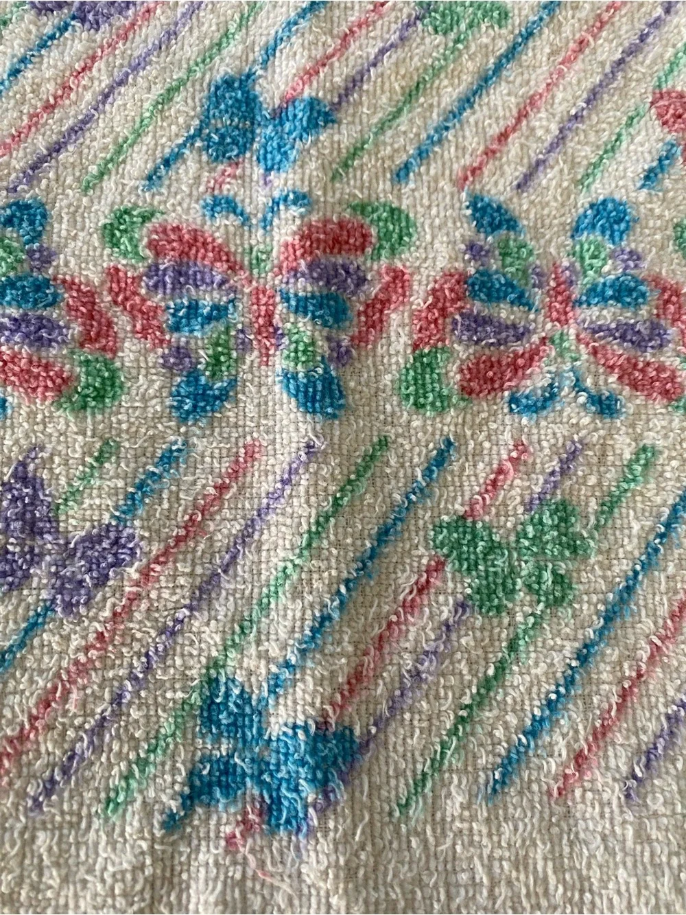 Vintage Cannon Multicolor Pastel Butterfly Hand Towel 1970s / 1980s